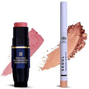 SIIA Cosmetics 2pc Beauty Glow Set Illuminating Multi Stick+Eyeshadow Stick~ROSE